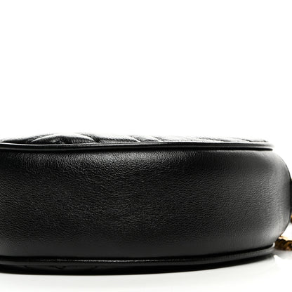 Gucci Azalea Calfskin Matelasse Heart Mini GG Marmont Round Shoulder Bag Black 10 of 10