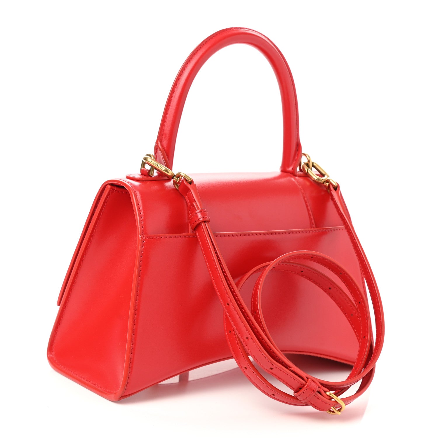 Balenciaga Shiny Box Calfskin Small Hourglass Top Handle Bag Bright Red 3 of 10