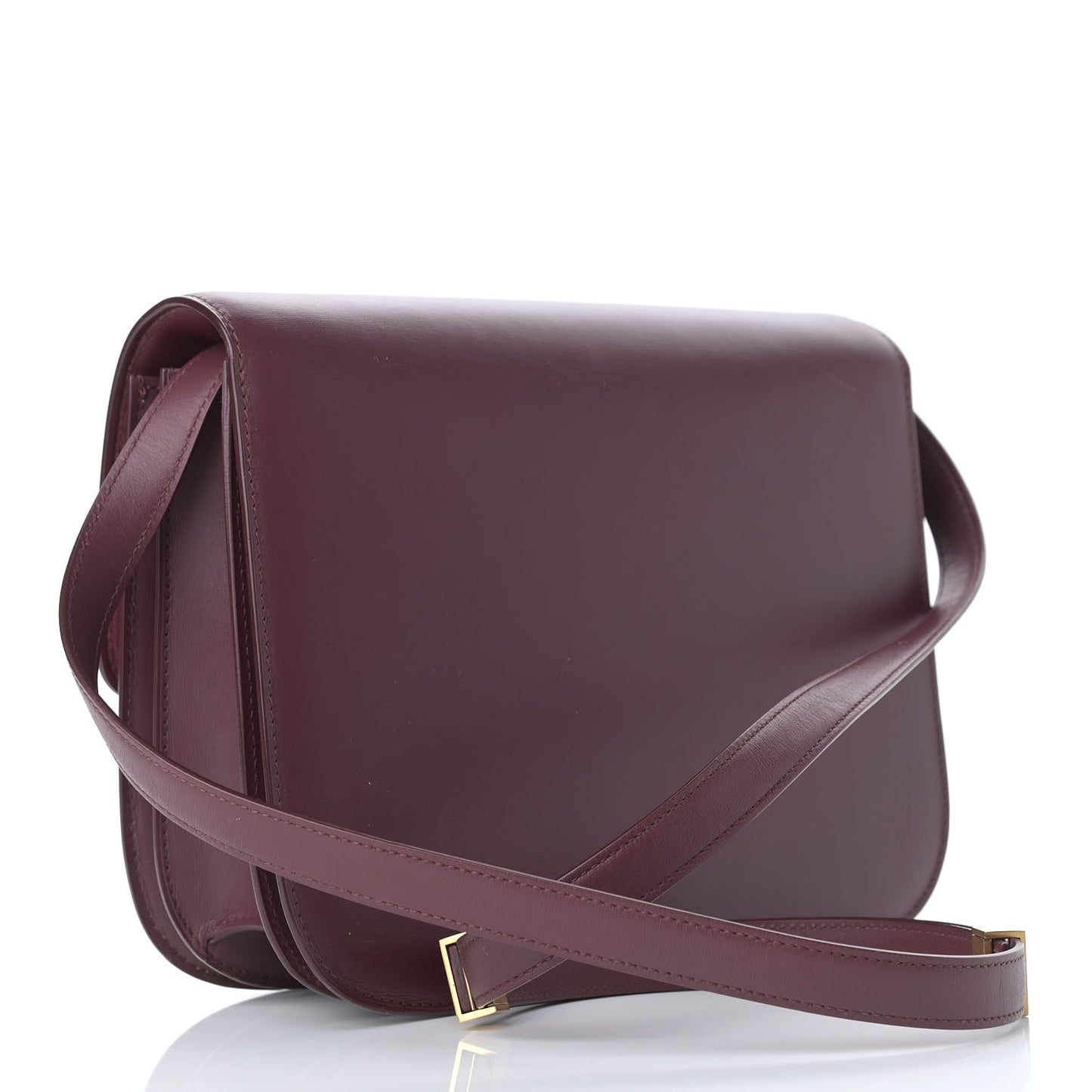 Box Calfskin Medium Classic Box Flap Bag Burgundy