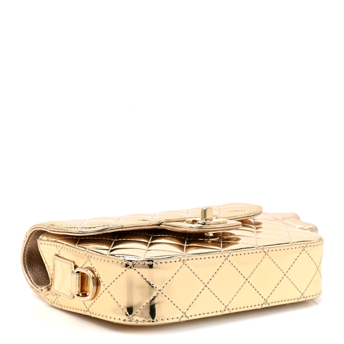 Mirror Calfskin Metallic Calfskin Quilted Hollywood Boulevard Mini Flap With Star Coin Purse Gold