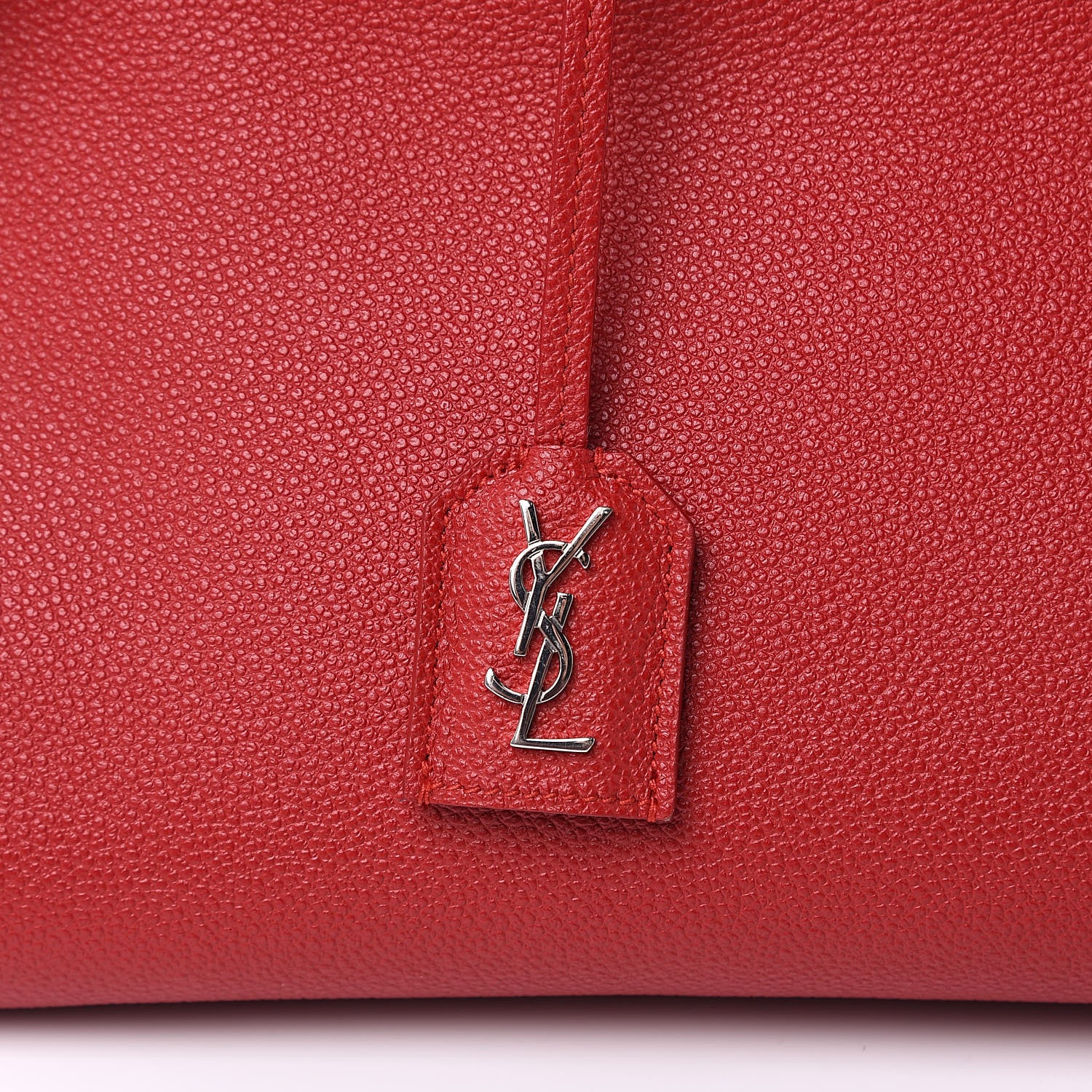 Saint Laurent Grained Calfskin Small Cabas Rive Gauche Red 14 of 14