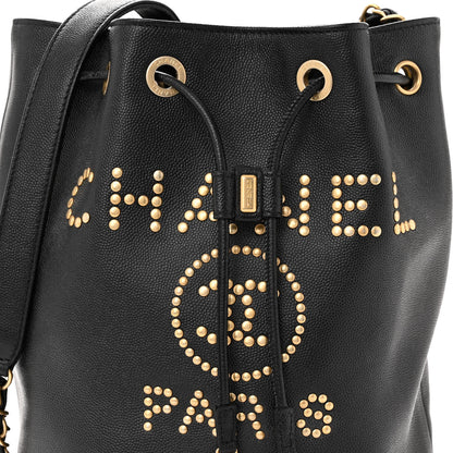 Chanel Caviar Deauville Drawstring Bucket Bag Black 8 of 10