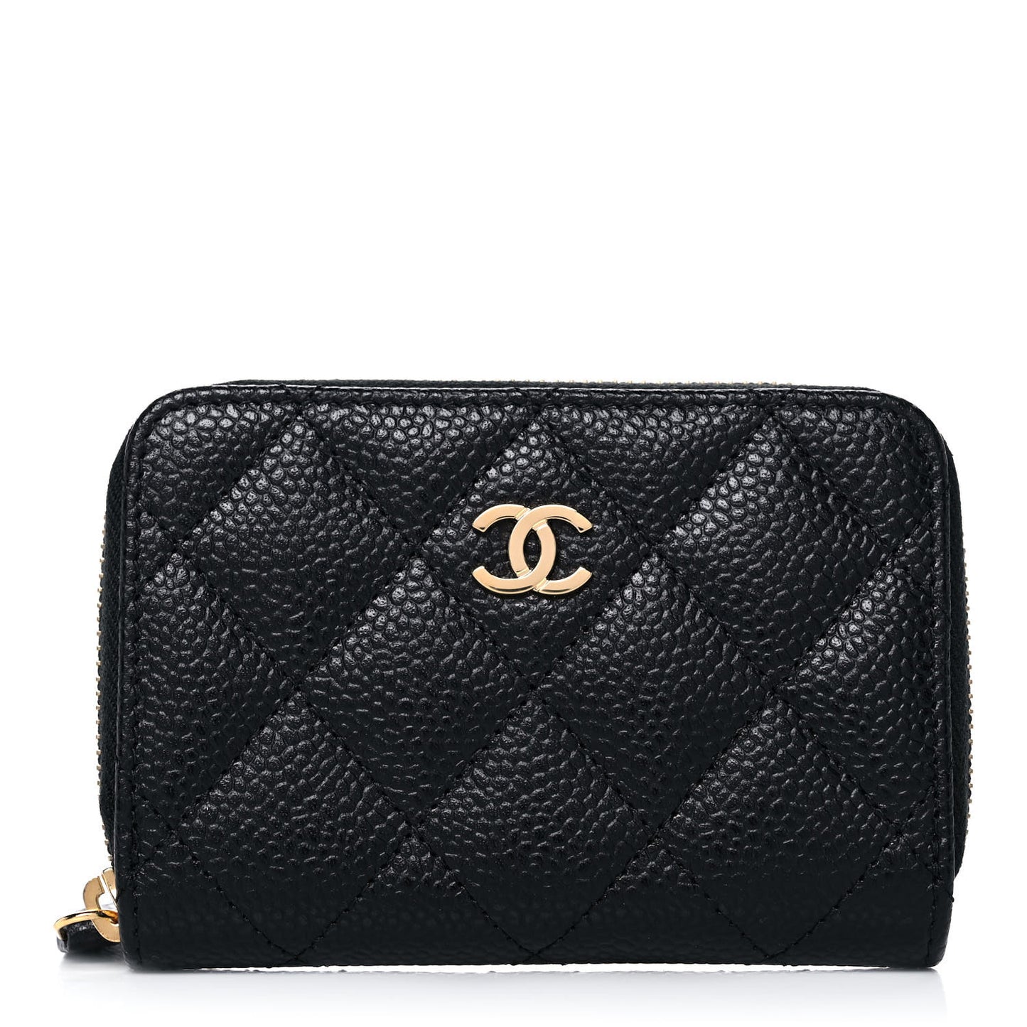 Caviar Quilted Classic Zipped Coin Purse Black