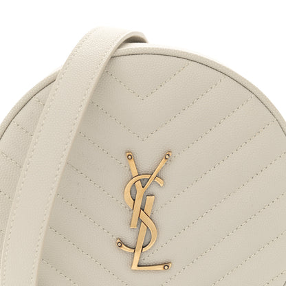 Saint Laurent Grain De Poudre Matelasse Chevron Quilted Round Vinyle Camera Bag Crema Soft 8 of 14