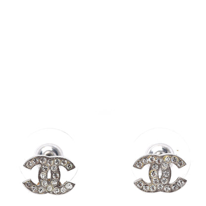 Chanel Crystal Timeless CC Earrings Silver 1 of 4