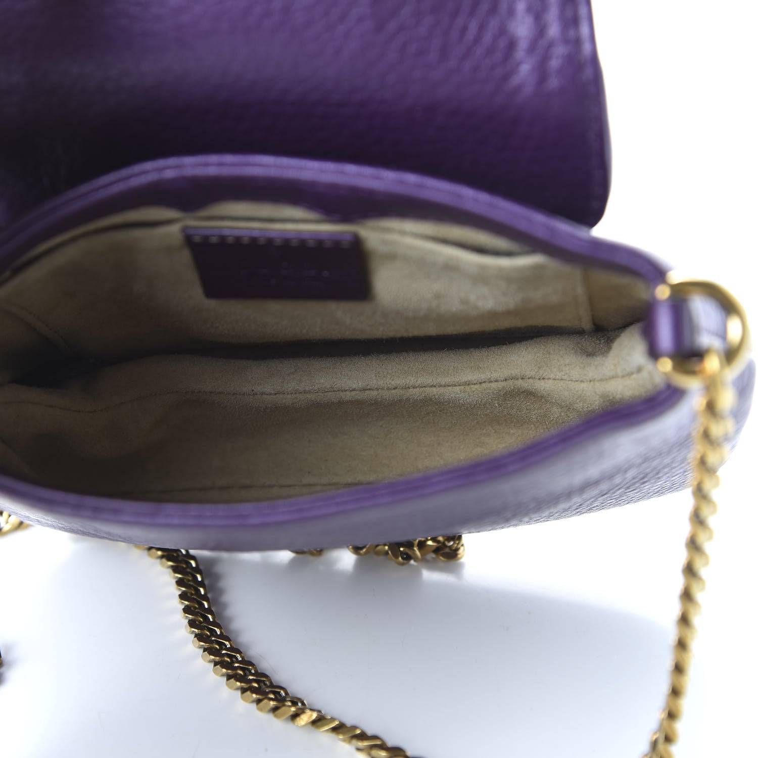 Gucci Metallic Pebbled Calfskin Small 1973 Chain Shoulder Bag Purple 5 of 10