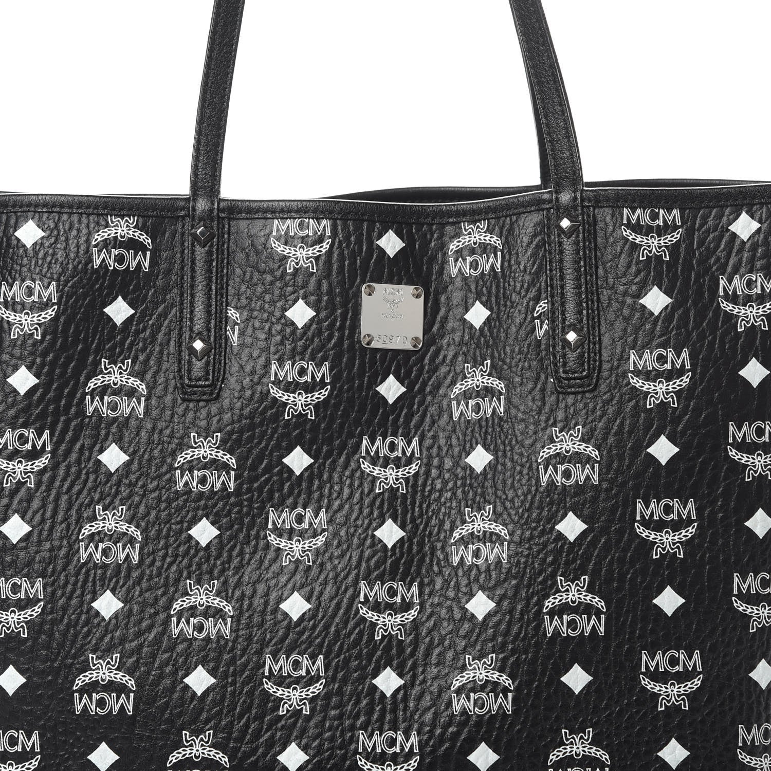 MCM Visetos Medium Project Reversible Shopper Tote Black 10 of 16