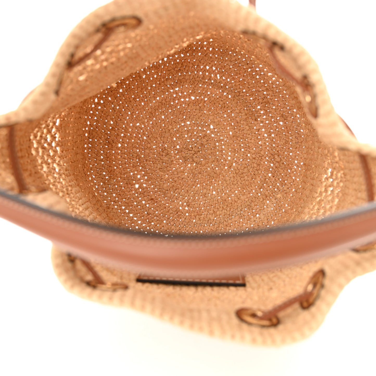 Raffia Woven Clara Drawstring Bucket Bag Natural Tan