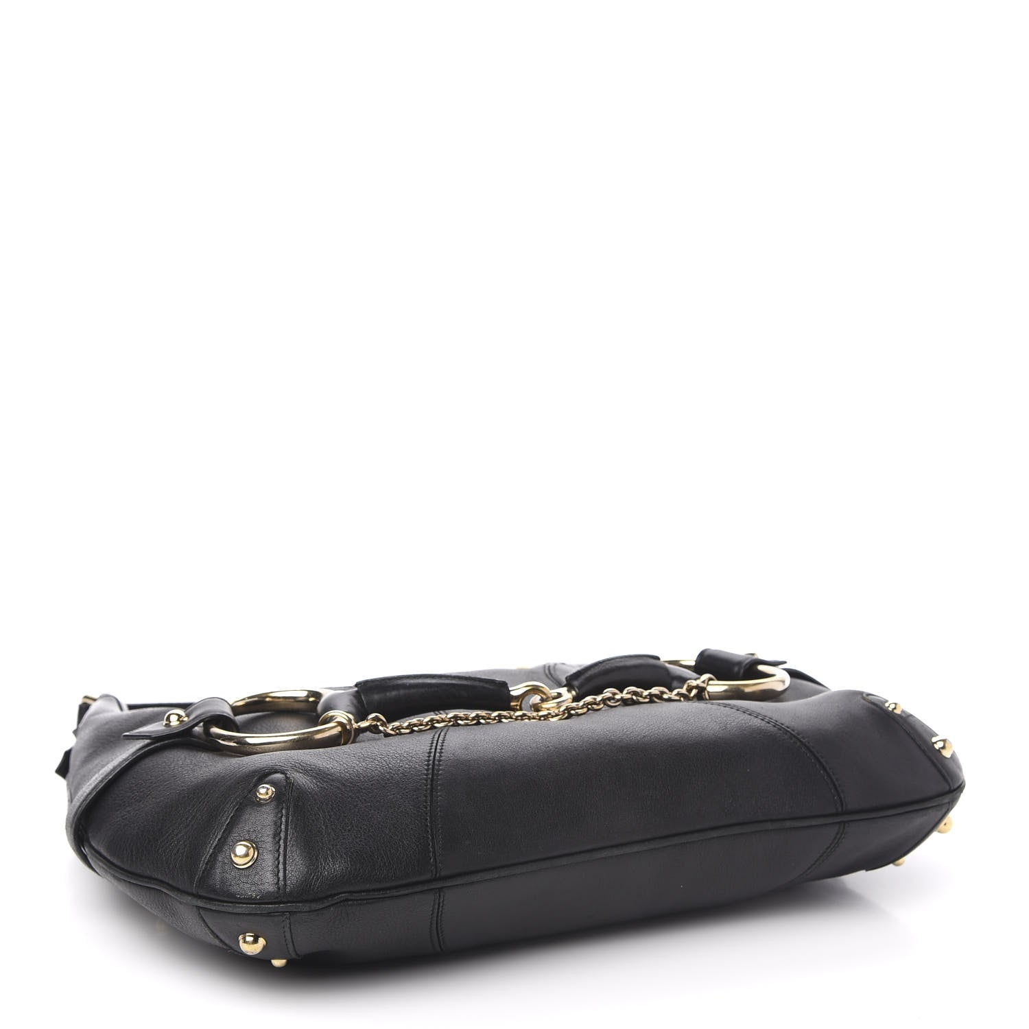 Gucci Calfskin Horsebit Chain Hobo Black 4 of 13