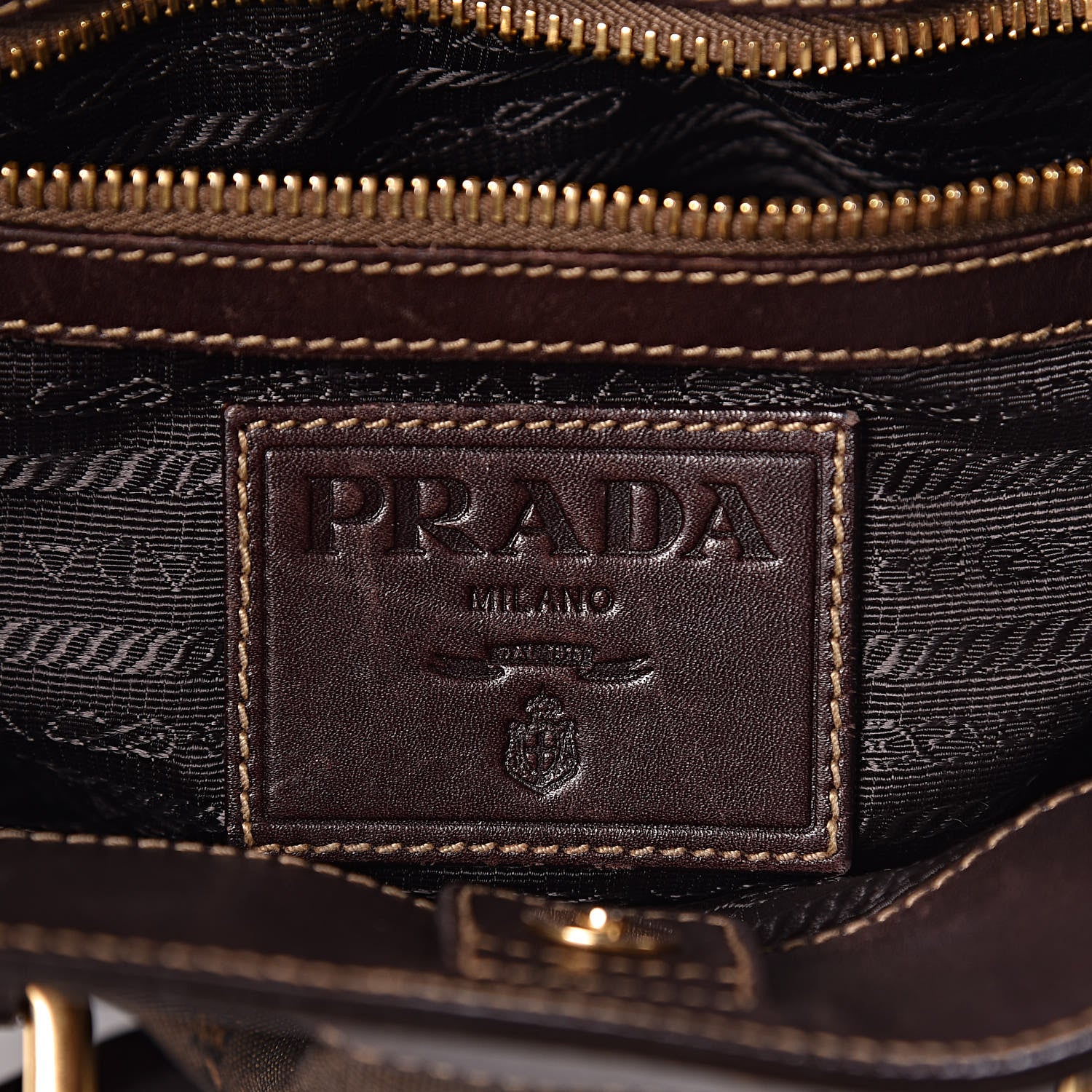 Prada Jacquard Logo Tote Brown 6 of 12