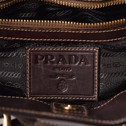 Prada Jacquard Logo Tote Brown 6 of 12