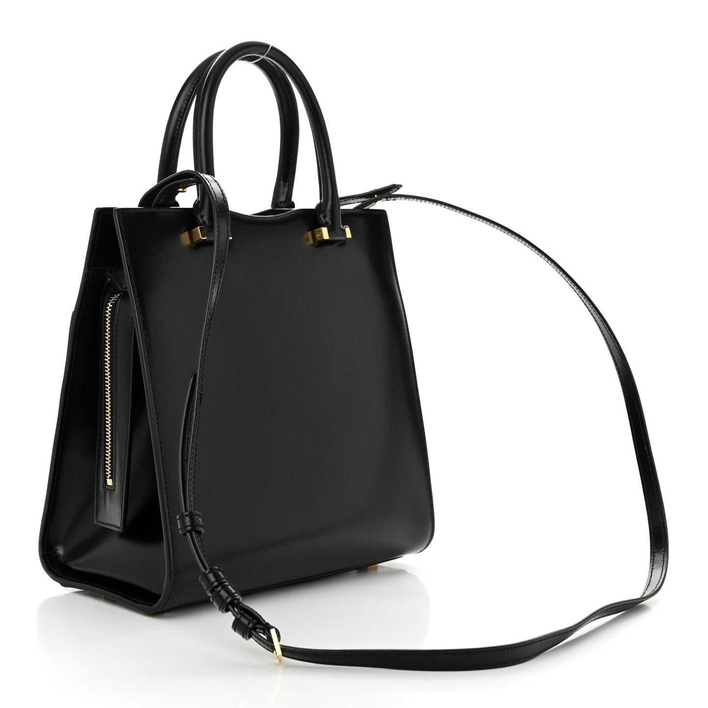 Shiny Calfskin Small Uptown Tote Black