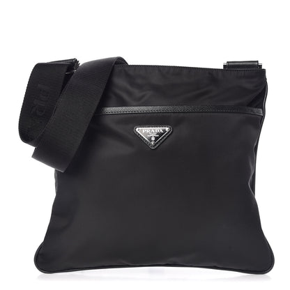 Prada Nylon Saffiano Flat Messenger Bag Black 1 of 9