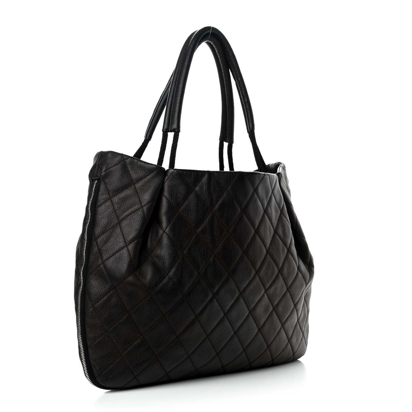 Quilted Soho Expandable Zip Shoulder Bag Black