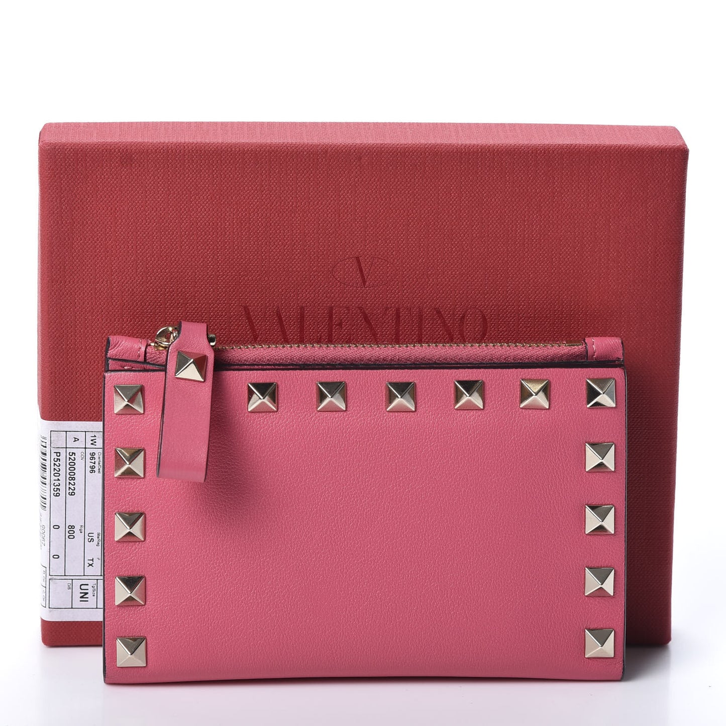 Vitello Rockstud Coin Case Card Holder Shadow Pink