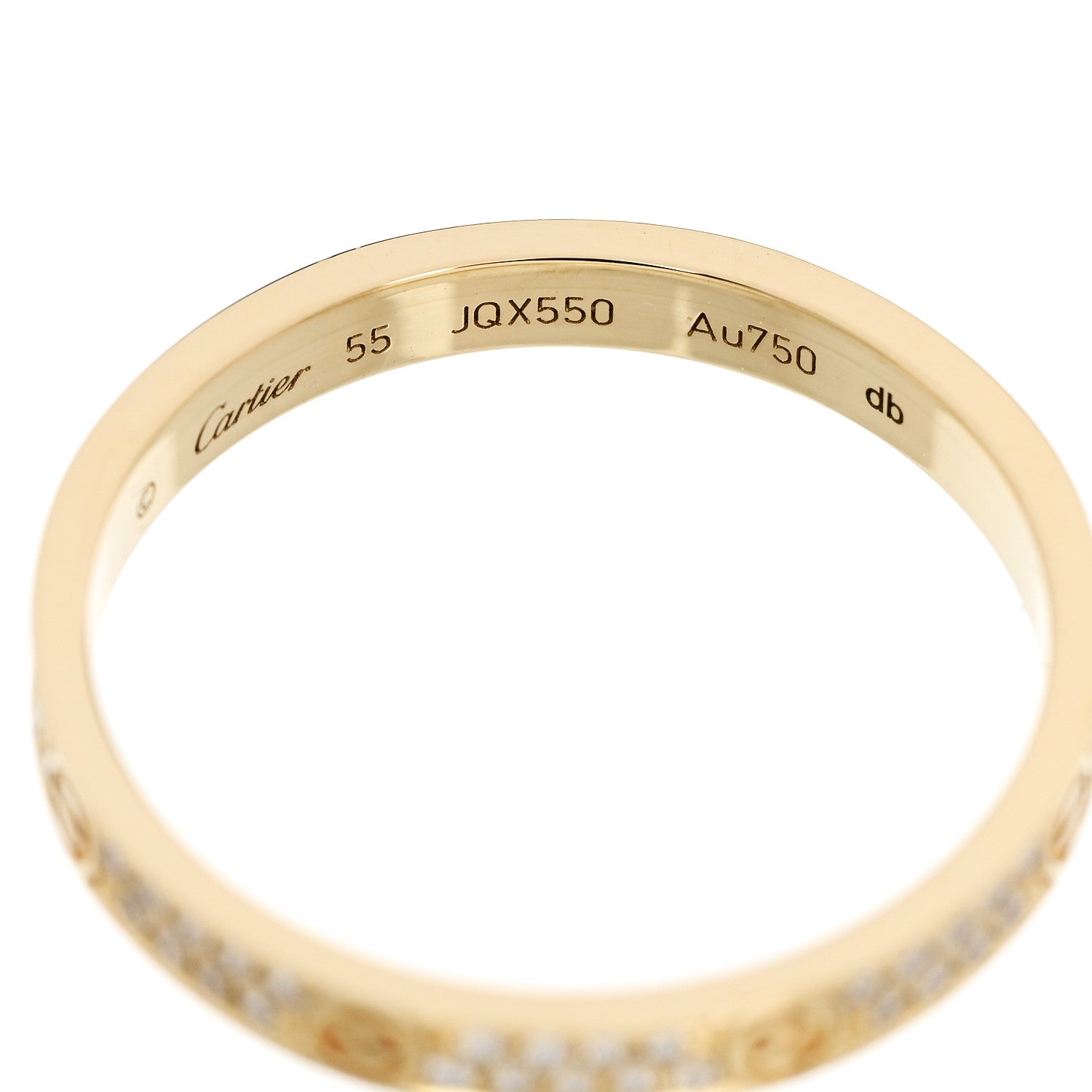 Cartier 18K Yellow Gold Diamond 2.6mm LOVE Paved Band Ring 55 7.25 4 of 5