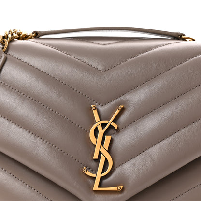 Saint Laurent Calfskin Y Quilted Monogram Medium Loulou Chain Satchel Greyish Brown 9 of 11