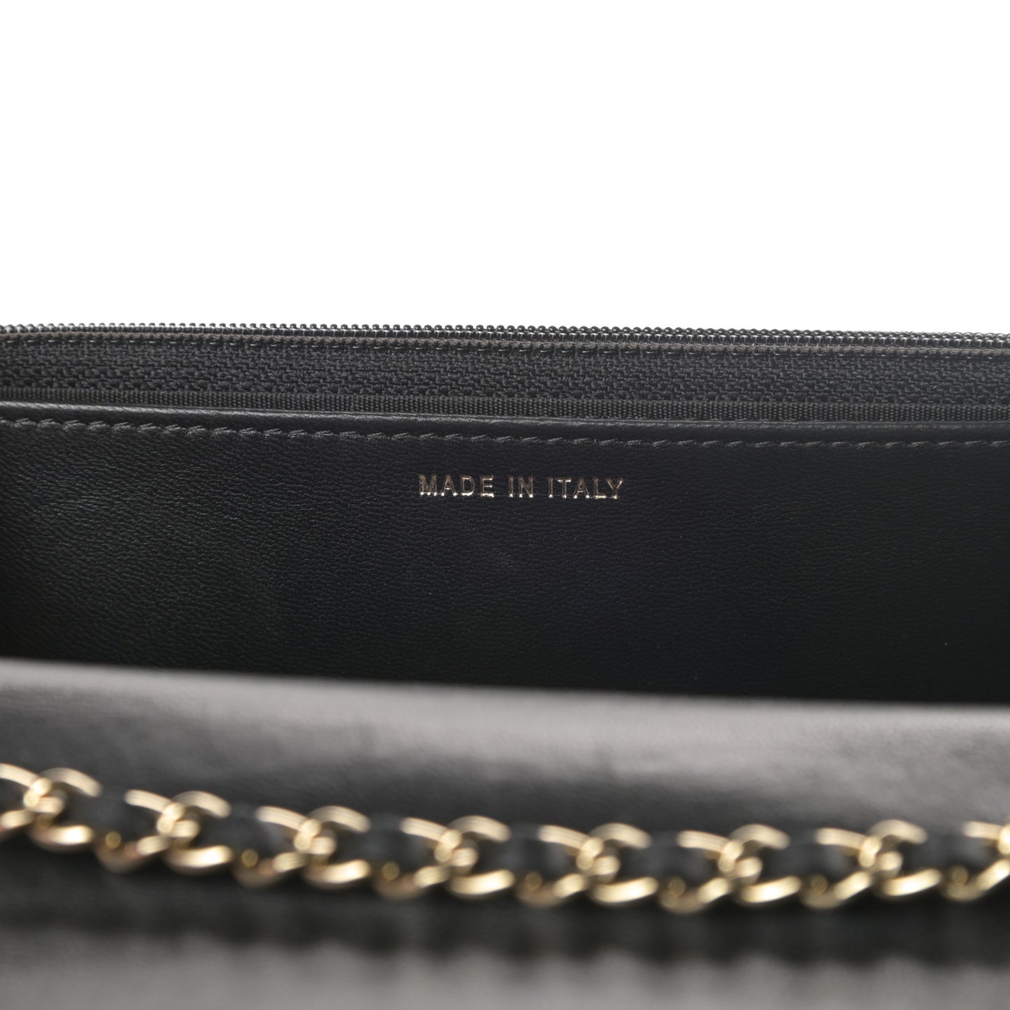 Lambskin Quilted Trendy CC Wallet On Chain WOC Black