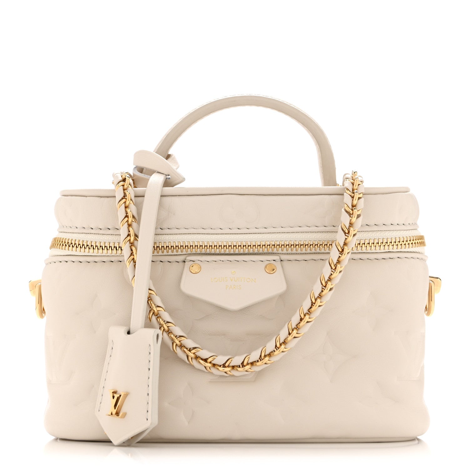 Louis Vuitton Lambskin Embossed Monogram Coussin Vanity PM  Cream 1 of 10