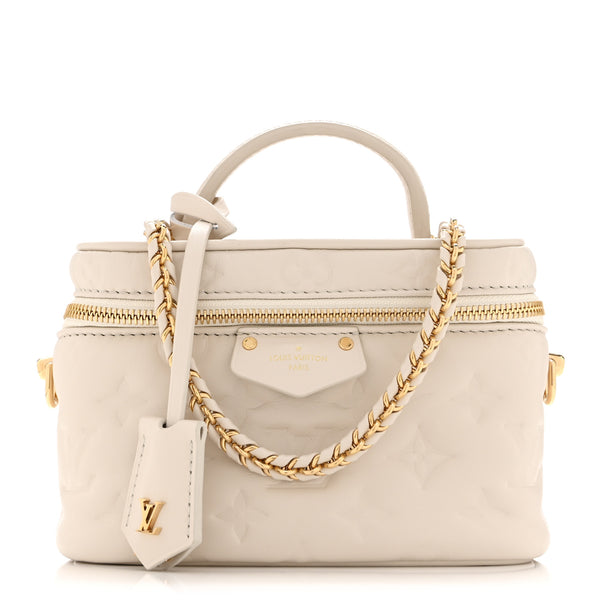Louis Vuitton Lambskin Embossed Monogram Coussin Vanity PM Cream