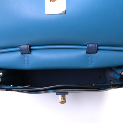 MCM Grained Calfskin Large Milla Convertible Backpack Navy 6 of 8