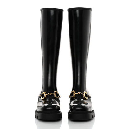 Gucci Rubber Horsebit Knee High Boots 41 Black 2 of 7