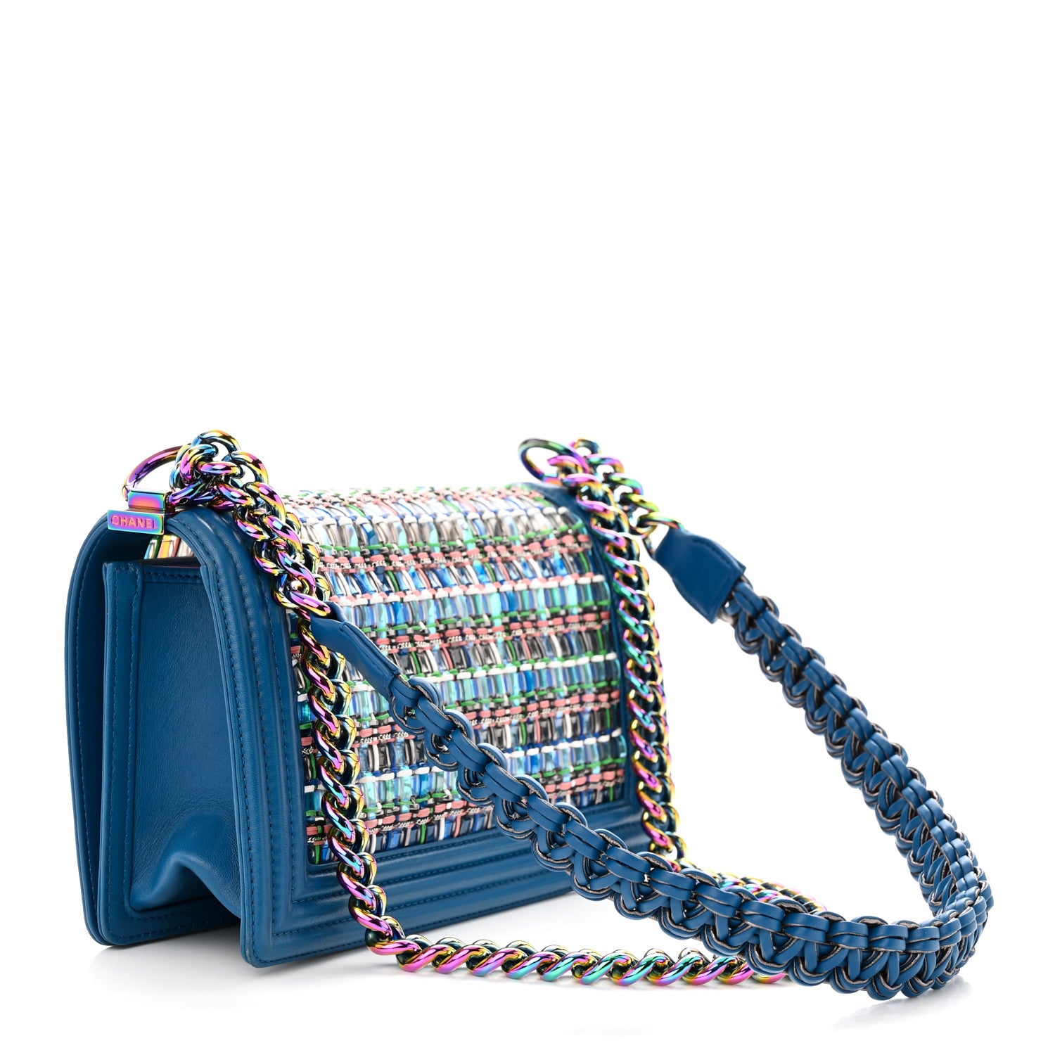 Chanel PVC Thread Woven Medium Boy Flap Dark Blue 3 of 10