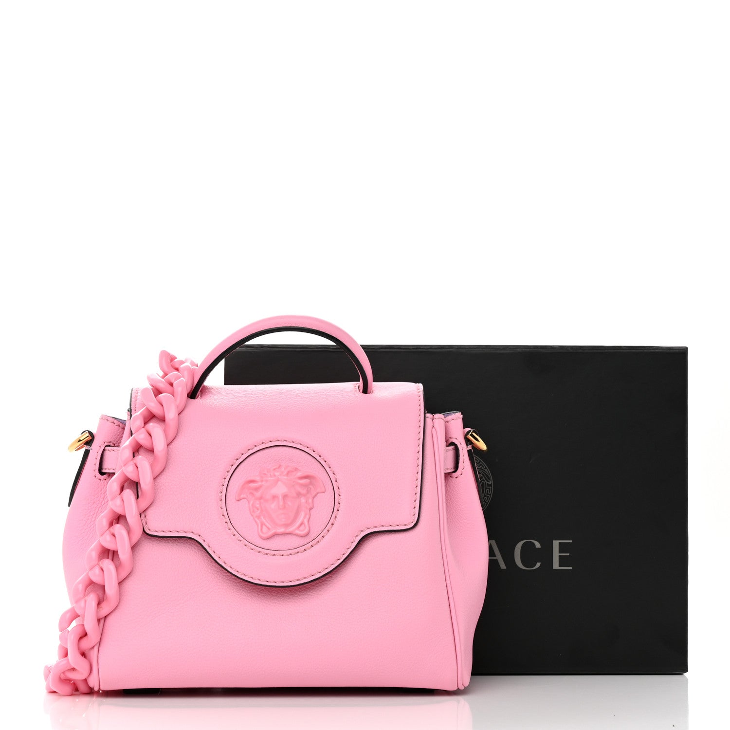 Versace Grained Calfskin Small La Medusa Top Handle Bag Pink 12 of 12