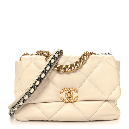Chanel Lambskin Quilted Large Chanel 19 Flap Beige 1 of 11