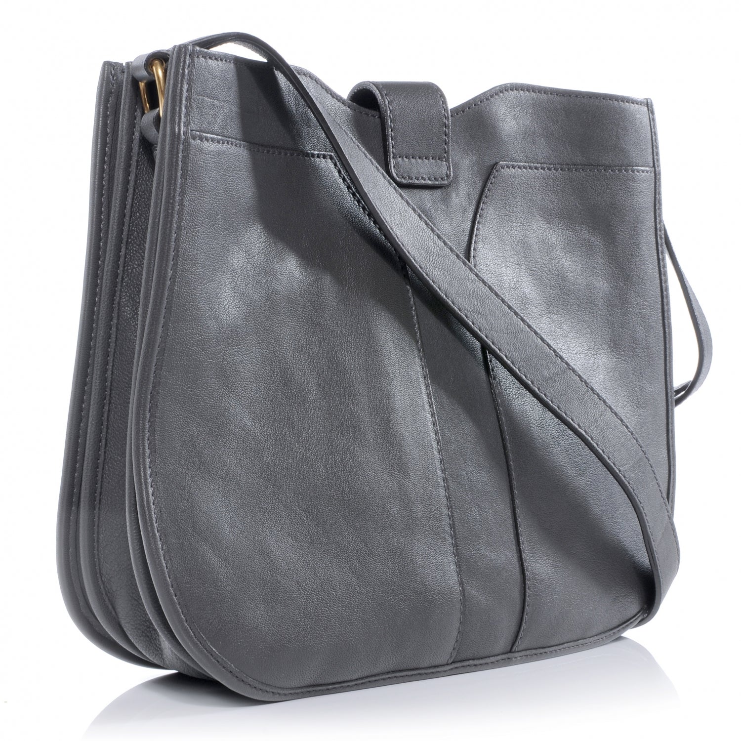 Saint Laurent Leather Medium Chyc Shoulder Bag Grey 3 of 7