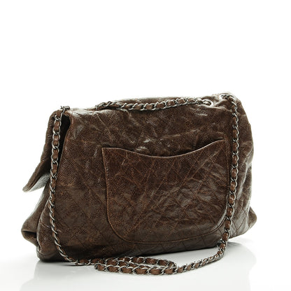Chanel Grained Calfskin Quilted Maxi Elastic Flap Brown 3 of 7