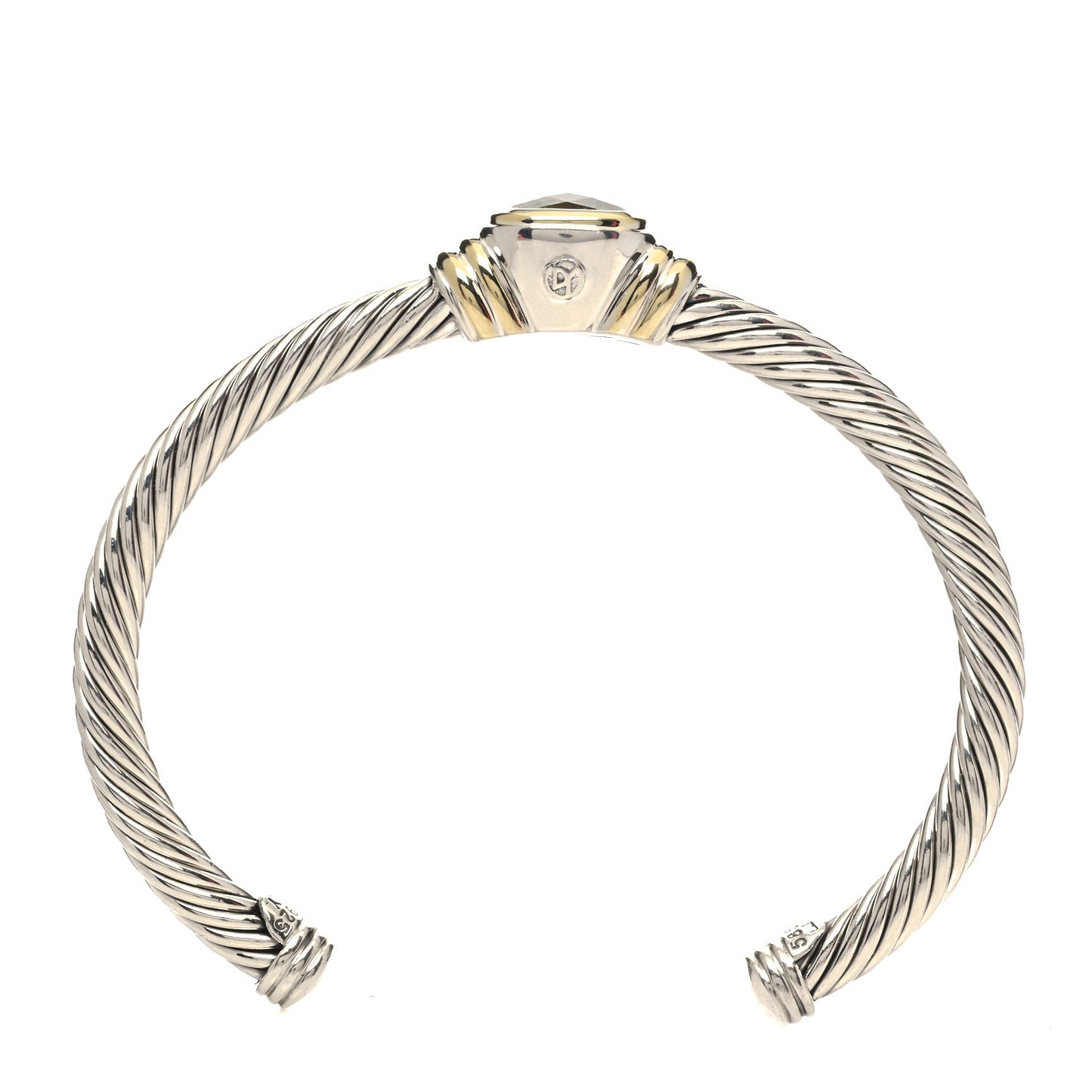 Sterling Silver 14K Yellow Gold Lemon Quartz 5mm Noblesse Cable Bracelet