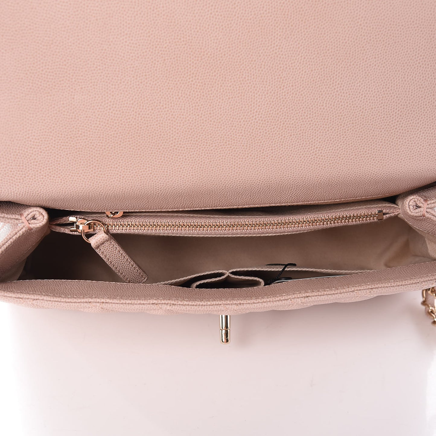 Caviar Quilted Small Coco Handle Flap Light Beige