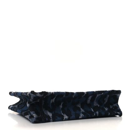 Christian Dior Canvas Mizza Embroidered Mini Leopard Book Tote Blue 4 of 10