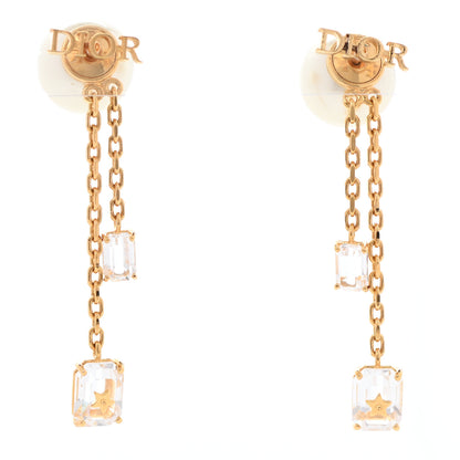 Christian Dior Pearl Crystal Tribales Dangle Chain Earrings Gold 1 of 4