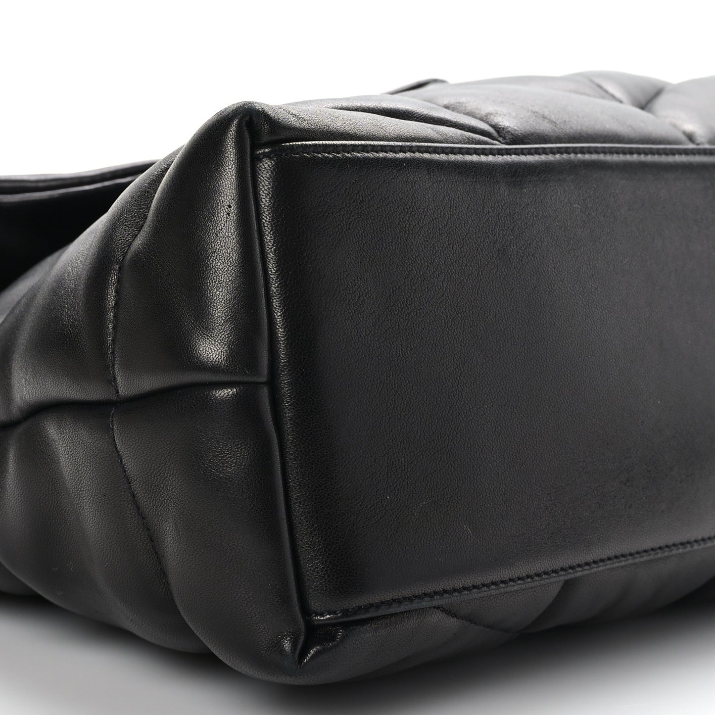 Lambskin Quilted Medium Loulou Puffer Monogram Chain Satchel Black