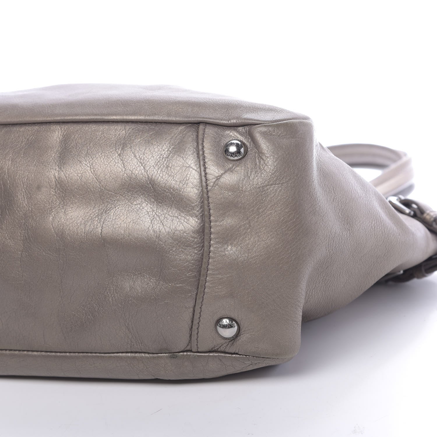 Prada Metallic Soft Calf Shopping Tote Fumo Mordore 10 of 10