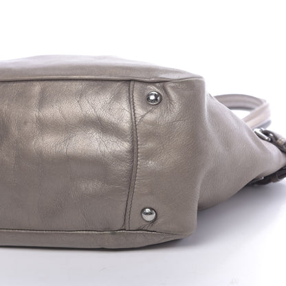Prada Metallic Soft Calf Shopping Tote Fumo Mordore 10 of 10