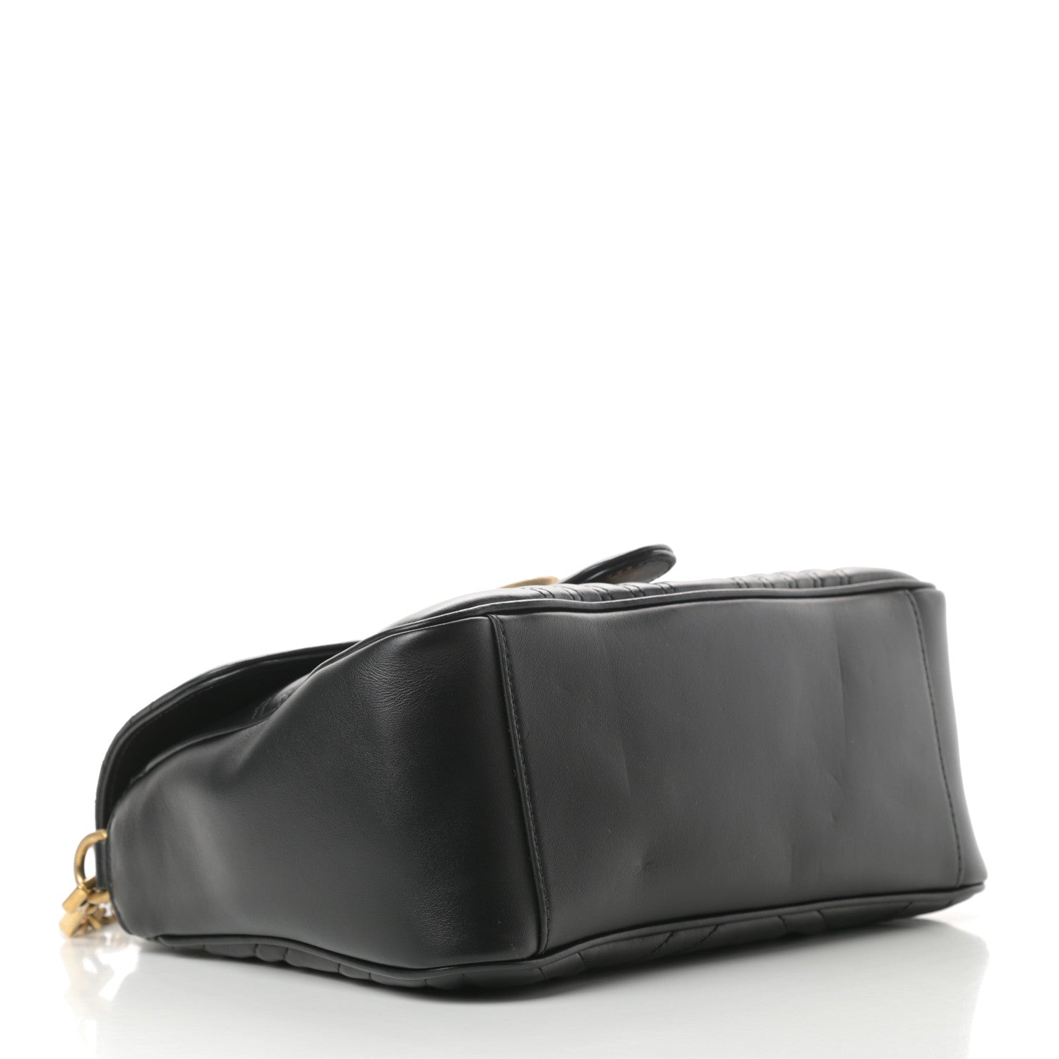 Gucci Calfskin Matelasse Small GG Marmont Top Handle Shoulder Bag Black 4 of 13