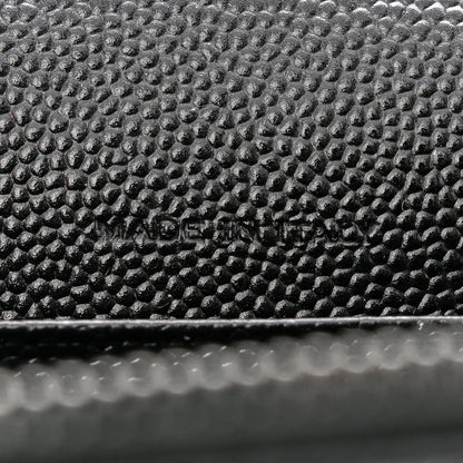 Saint Laurent Grain De Poudre Matelasse Chevron Monogram Monochrome Envelope Chain Wallet Black 7 of 12