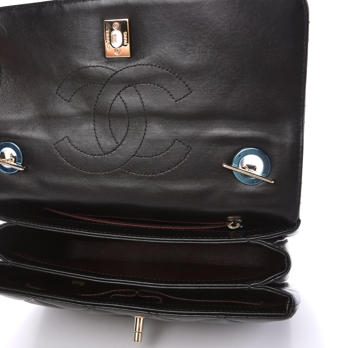 Lambskin Quilted Small Trendy CC Dual Handle Flap Bag Black