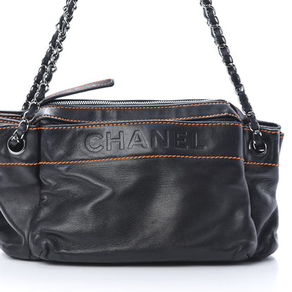 Chanel Lambskin Lax Accordion Hobo Black Orange 8 of 12
