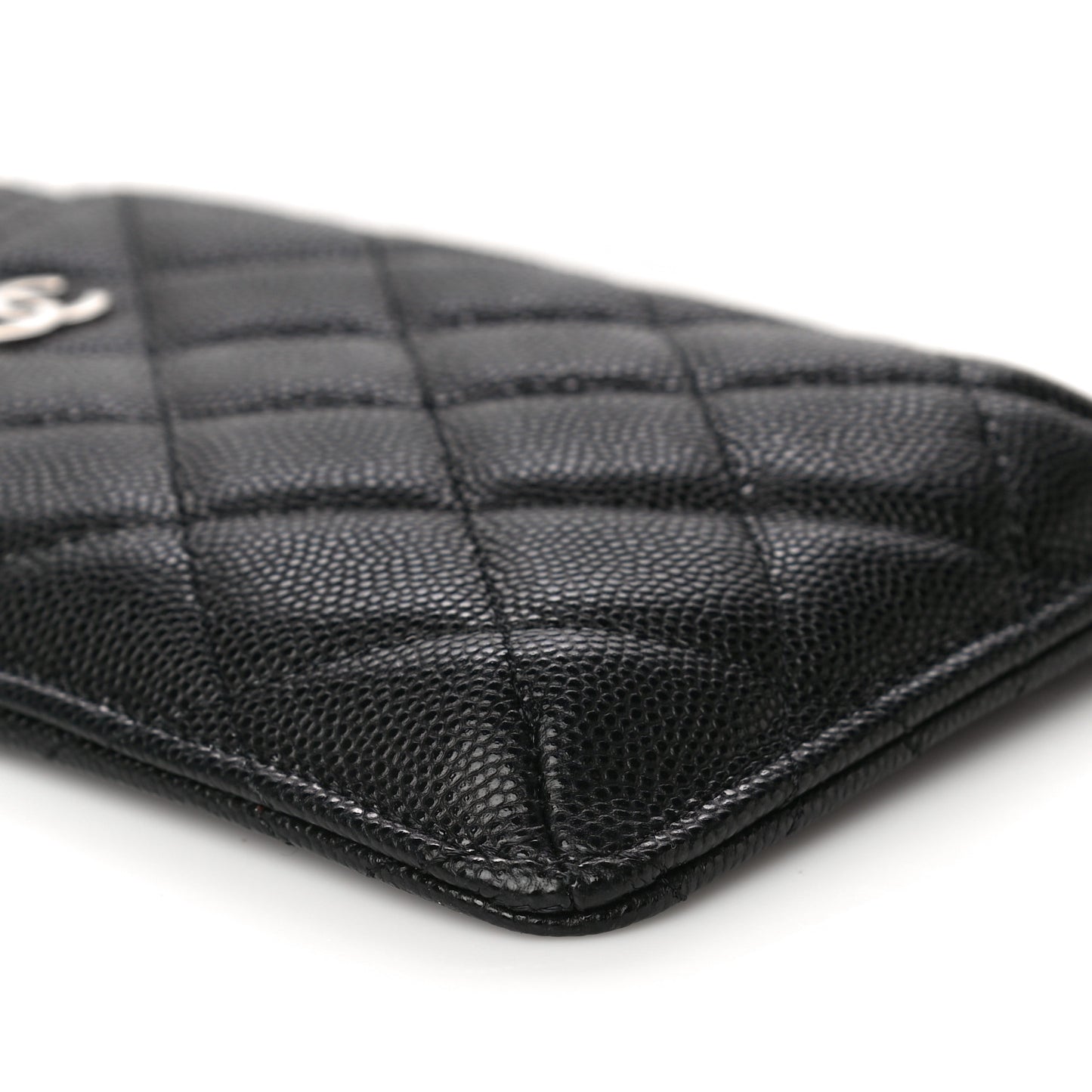 Caviar Quilted Classic Flat Wallet Pouch Black
