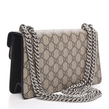 Gucci GG Supreme Monogram Suede Crystal Small Dionysus Shoulder Bag Beige Ebony Black 3 of 11