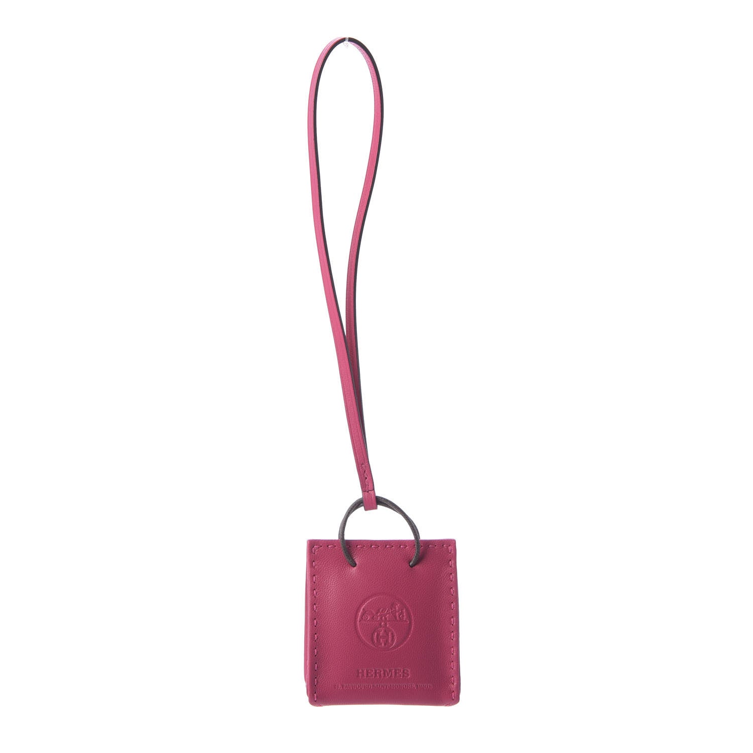 Hermes Milo Lambskin Swift Shopping Bag Charm Rose Mexico 1 of 4