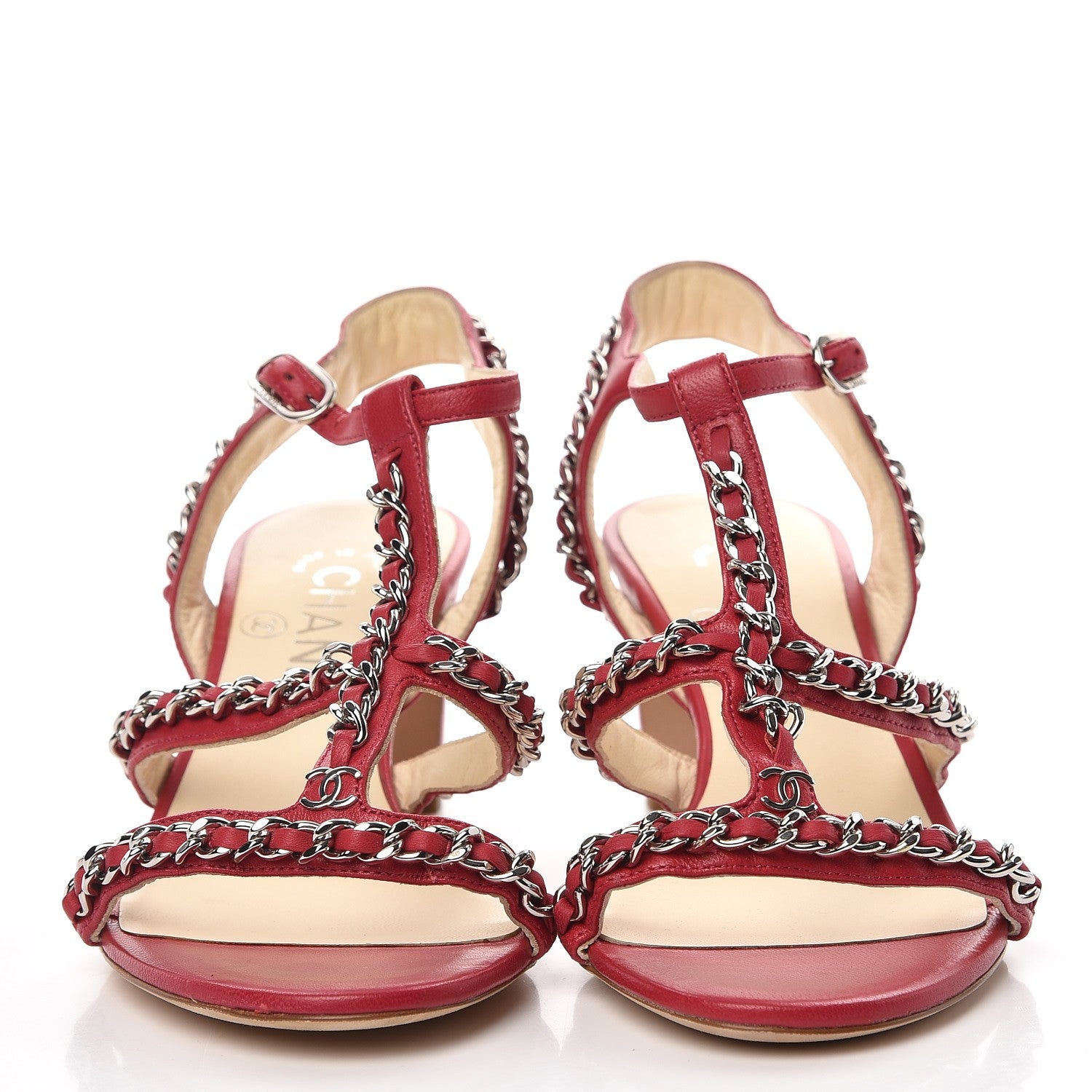 Chanel Lambskin Gladiator Chain Sandals 36 Dark Pink 3 of 8