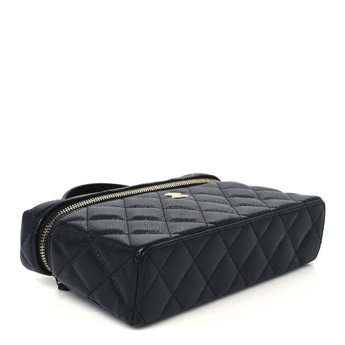 Caviar Quilted Top Handle Slim Vanity With Chain Black
