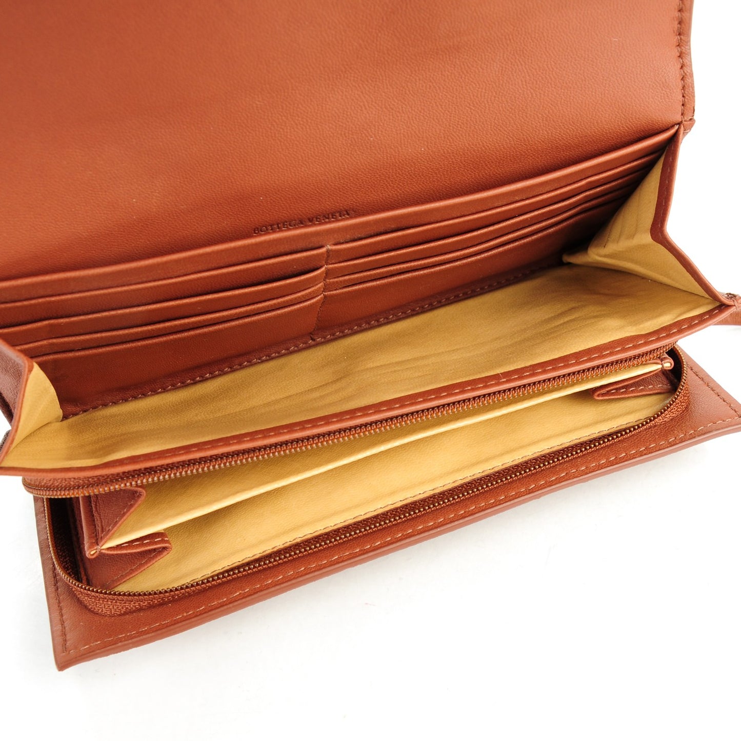 Nappa Intrecciato Continental Flap Wallet Copper