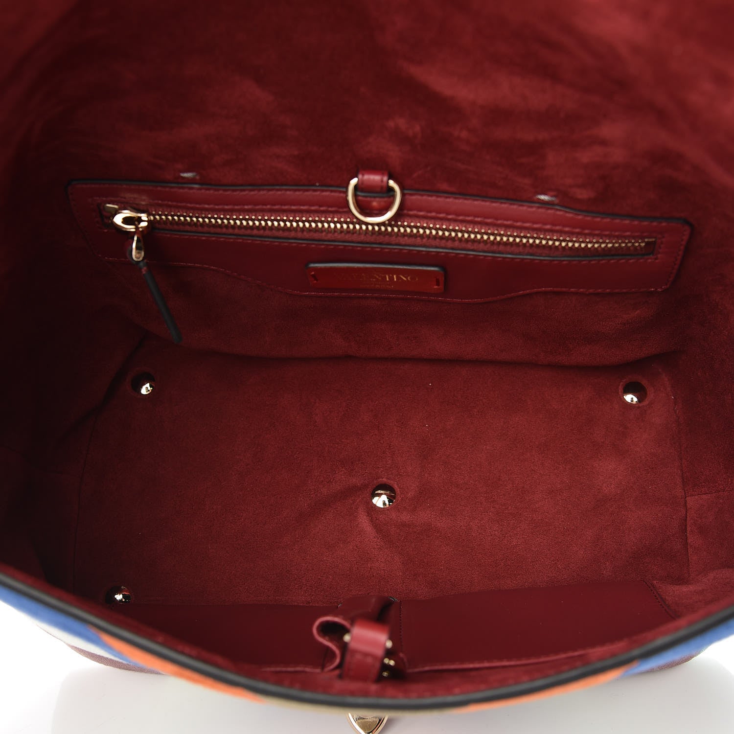 Valentino Garavani Suede Chevron Small Rockstud Demilune Double Handle Satchel Multicolor 7 of 8