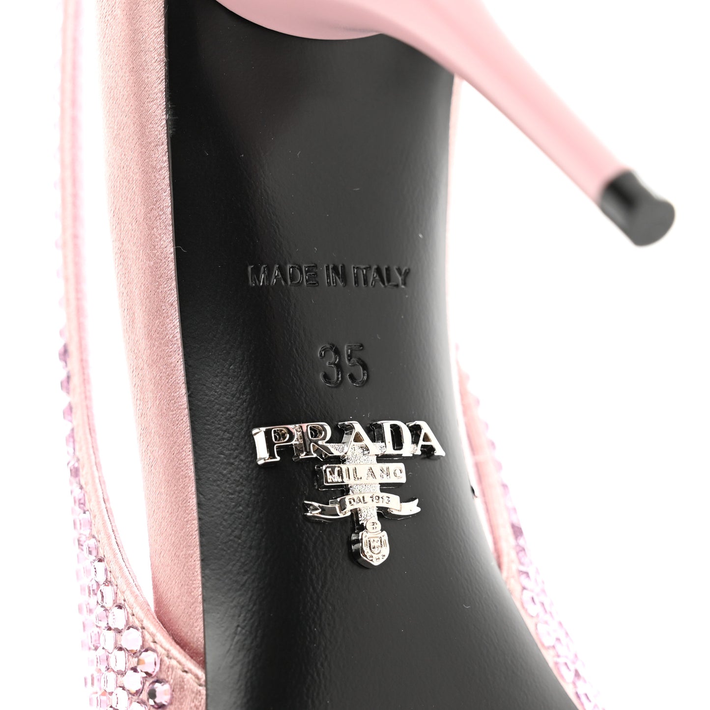 Satin Crystal Triangle Logo 85mm Slingback Pumps 35 Alabastro